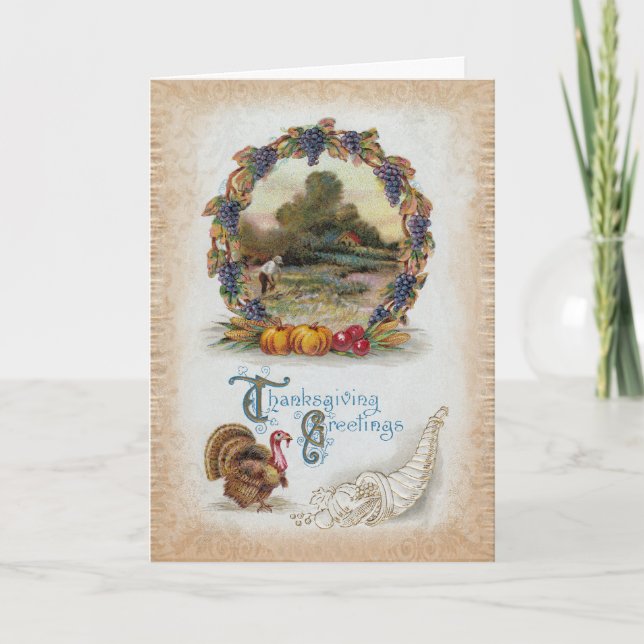 Tarjeta Festiva Día de Acción de Gracias de la Antigua Turquía (Anverso)