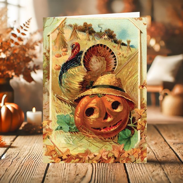 Tarjeta Festiva Día de Acción de Gracias de la Calabaza de Turquía (Subido por el creador)