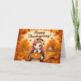 Tarjeta Festiva Día de Acción de Gracias del Unicornio