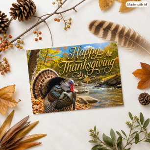 Tarjeta Festiva Día de Acción de Gracias Fauna Silvestre Tom Pavo