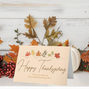 Tarjeta Festiva Día de Acción de Gracias Feliz Personalizado Hojas