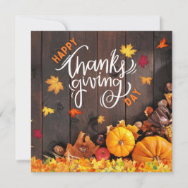 Tarjeta Festiva Día de Acción de Gracias Feliz Rústico Naranja y M