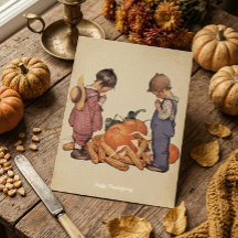 Día de Acción de Gracias Gratos Niños Antiguos Fel