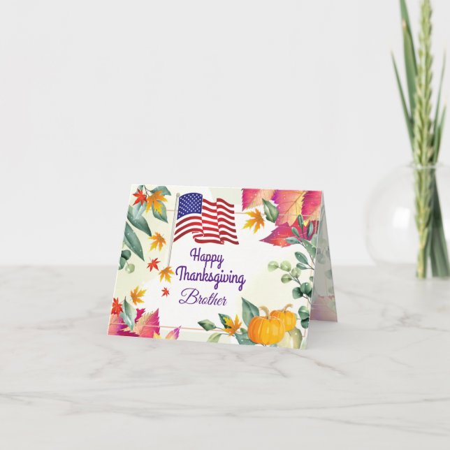Tarjeta Festiva Día de Acción de Gracias Hermano Holi de Follaje d (Anverso)