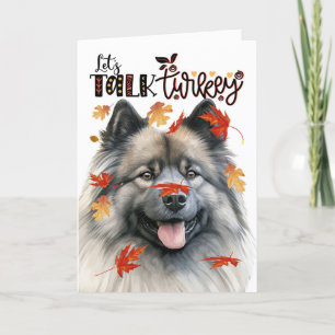 Tarjeta Festiva Día de Acción de Gracias Keeshond Dog Hablemos de