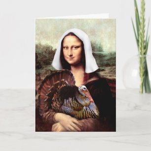 Tarjeta Festiva Día de Acción de Gracias Mona Lisa Peregrina con P