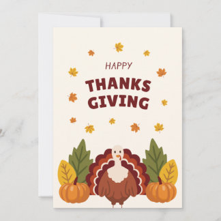 Tarjeta Festiva Día de Acción de Gracias Otoño, Calabaza y Pavo