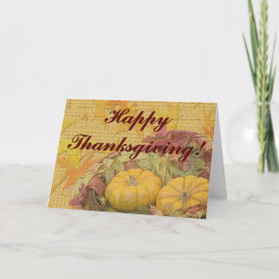 Tarjeta Festiva Día de Acción de Gracias Otoño Hojas Calabazas Rús