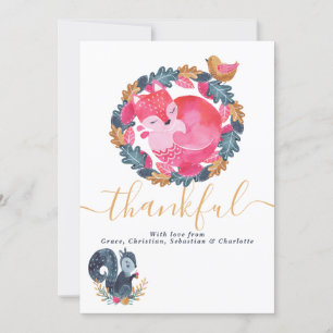 Tarjeta Festiva Día de Acción de Gracias para Animales de Woodland