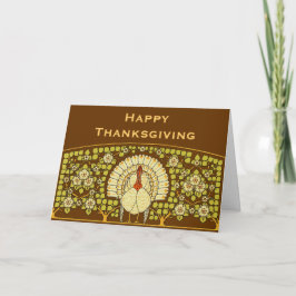 Tarjeta Festiva Día de Acción de Gracias pavo vintage Art Nouveau