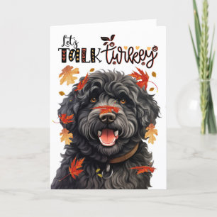 Tarjeta Festiva Día de Acción de Gracias Perro Barbet Hablemos de