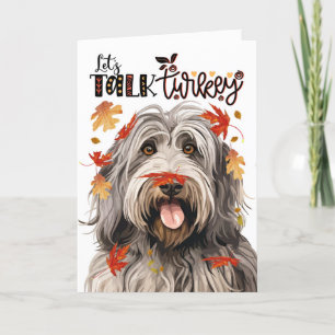 Tarjeta Festiva Día de Acción de Gracias Perro Bergamasco Hablemos