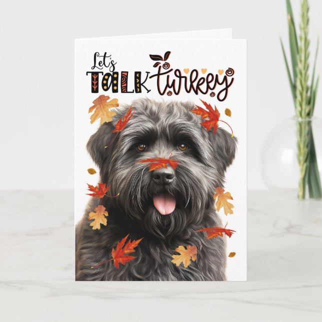 Tarjeta Festiva Día de Acción de Gracias, perro Bouvier hablemos d (Anverso)