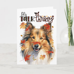 Tarjeta Festiva Día de Acción de Gracias, perro pastor de Shetland