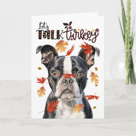 Tarjeta Festiva Día de Acción de Gracias Perro Terrier de Boston h