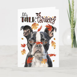 Tarjeta Festiva Día de Acción de Gracias Perro Terrier de Boston h