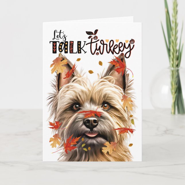 Tarjeta Festiva Día de Acción de Gracias Perro Terrier de Cairn ha (Anverso)