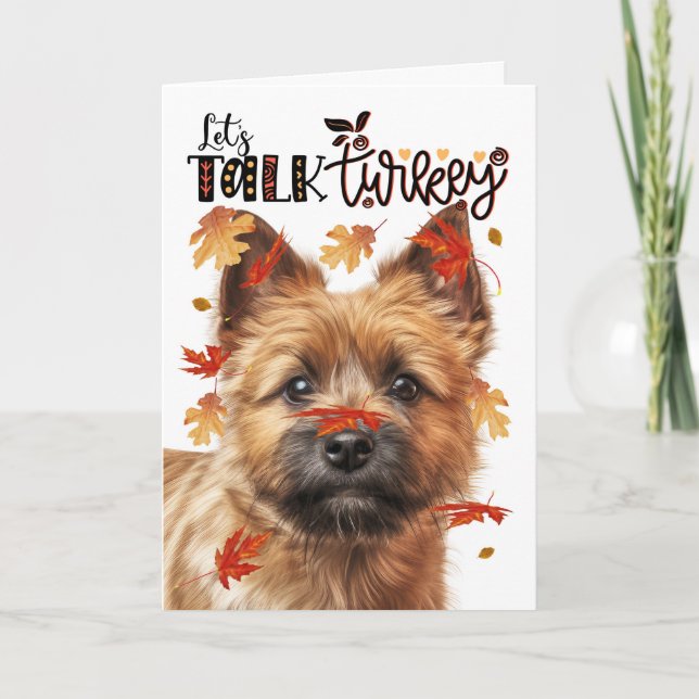 Tarjeta Festiva Día de Acción de Gracias Perro Terrier de Norwich  (Anverso)
