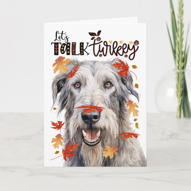 Tarjeta Festiva Día de Acción de Gracias Perro Wolfhound Irlandés  (Anverso)