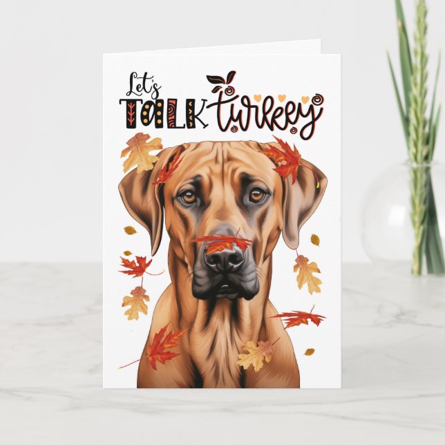Tarjeta Festiva Día de Acción de Gracias Ridgeback Perro hablemos  (Anverso)