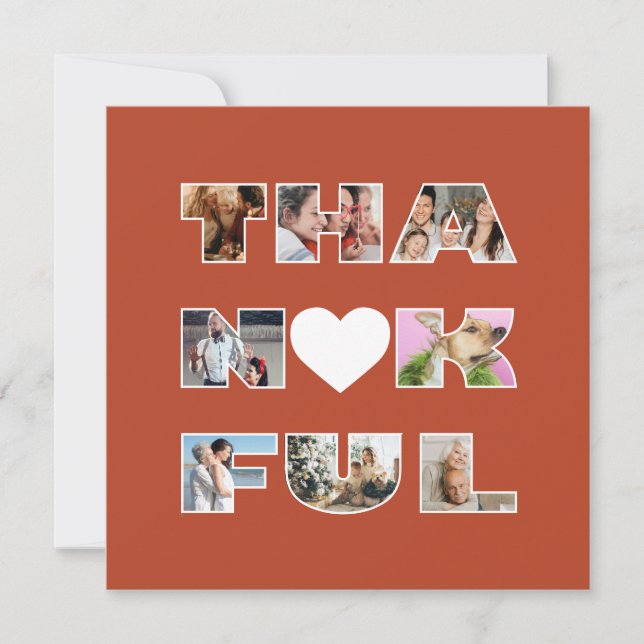 Tarjeta Festiva Día de Acción de Gracias Terracotta Collage de fot (Anverso)