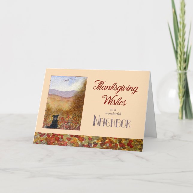 Tarjeta Festiva Día de Acción de Gracias Vecino - Otoño de Sheepdo (Anverso)