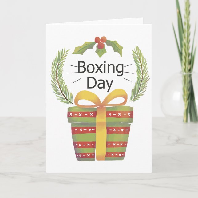 Tarjeta Festiva día de boxeo de los navidades holly (Anverso)