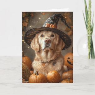 Tarjeta Festiva Día de brujas del labrador amarillo
