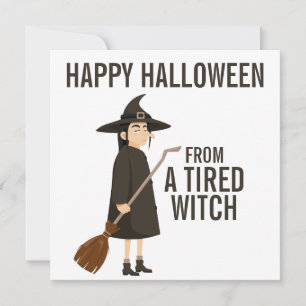 Tarjeta Festiva Día de Brujas Feliz Humor Bruja Negra y Blanca