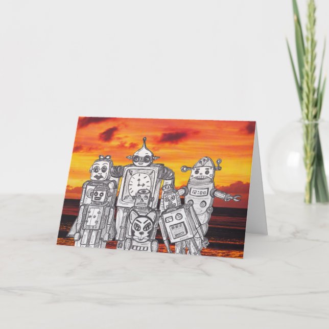 Tarjeta Festiva Día de fiesta 3 del robot (Anverso)