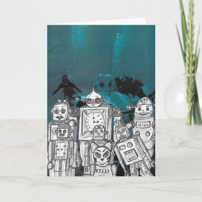 Tarjeta Festiva Día de fiesta 5 del robot (Anverso)