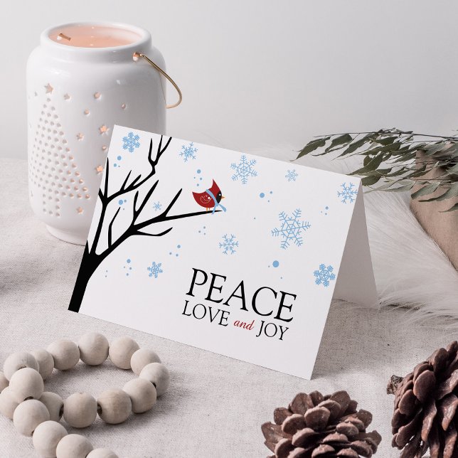 Tarjeta Festiva Día de fiesta cardinal rojo del copo de nieve el | (Subido por el creador)