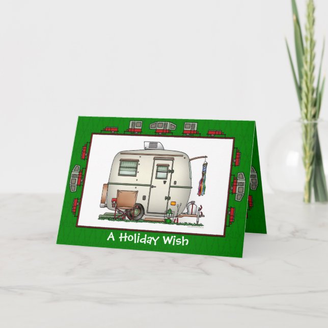 Tarjeta Festiva Día de fiesta de cristal del remolque de campista (Anverso)