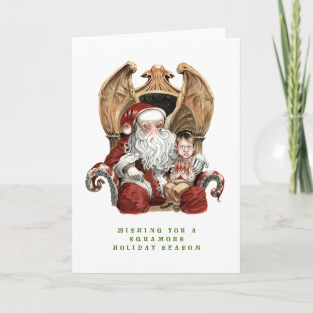 Tarjeta Festiva Día de fiesta de Cthulhu Squamous (Anverso)