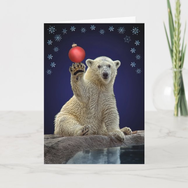 Tarjeta Festiva Día de fiesta de Cub del oso polar (Anverso)