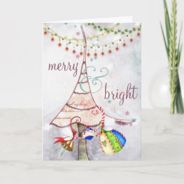 Tarjeta Festiva Día de fiesta de hadas feliz y brillante del árbol