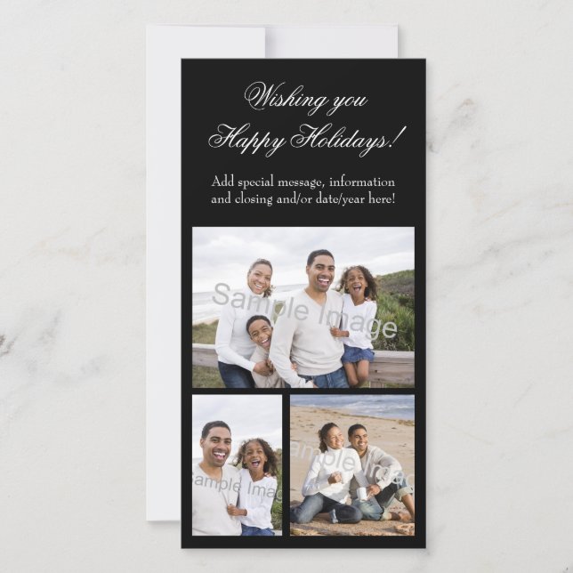 Tarjeta Festiva día de fiesta del collage 3-Photo (Anverso)