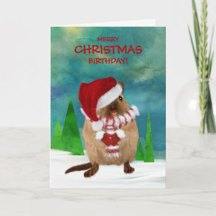 Tarjeta Festiva Día de fiesta del gorra de Santa del Gerbil del
