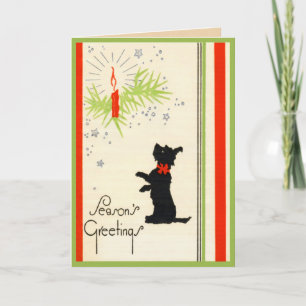 Tarjeta Festiva Día de fiesta del perro del escocés del vintage