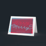 Tarjeta Festiva Día de fiesta doblado muy feliz azul claro y del<br><div class="desc">Una torsión enrrollada en la tarjeta del día de fiesta características del este diseño una escritura elegante y capas del color de azul y rojo no tradicionales.  ¡No olvide personalizar la tarjeta con su propio mensaje y nombre del día de fiesta en el frente así como el mensaje dentro!</div>