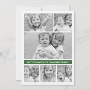 Tarjeta Festiva Día de fiesta Photocard - verde del collage de