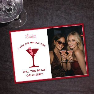 Tarjeta Festiva Día de Galentine con tema de Martini - Rosa lindo