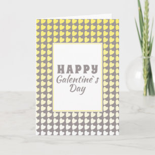 Tarjeta Festiva Día de Galentines Amarillo Gris Gradiente Patrón d