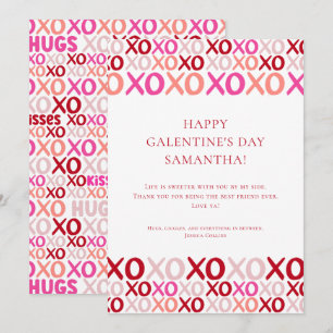 Tarjeta Festiva Día de Galentine's de la Mejor Amiga Bff XOXO Rosa