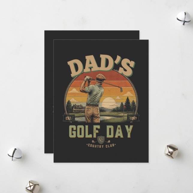 Tarjeta Festiva Día de Golf de Papá (Anverso/Reverso In Situ)