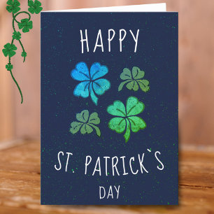Tarjeta Festiva Día de Green Lucky Shamrock Clover St. Patrick