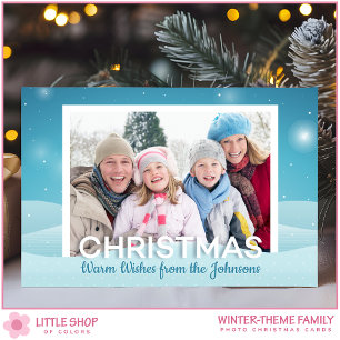 Tarjeta Festiva Día de invierno nevado Foto familiar personalizada