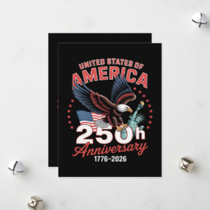 Tarjeta Festiva Día de la Independencia 250 Aniversario USA Patrió