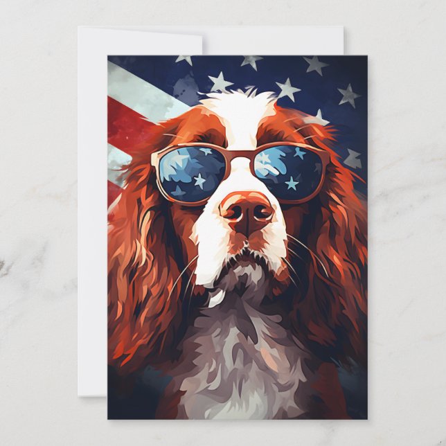 Tarjeta Festiva Día de la Independencia de Cocker Spaniel 4 de jul (Anverso)