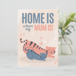 Tarjeta Festiva Día de la Madre Azul y Rosa el Hogar es Donde Está